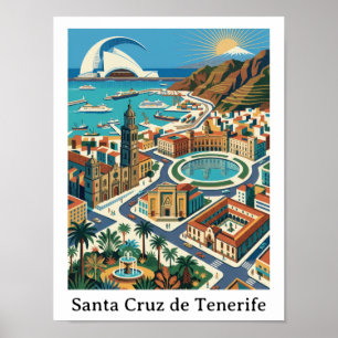 Poster Retro Vintage Santa Cruz de Tenerife Cidade