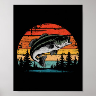 Poster Retro Vintage Sunset B Peixe Pesca Peixes