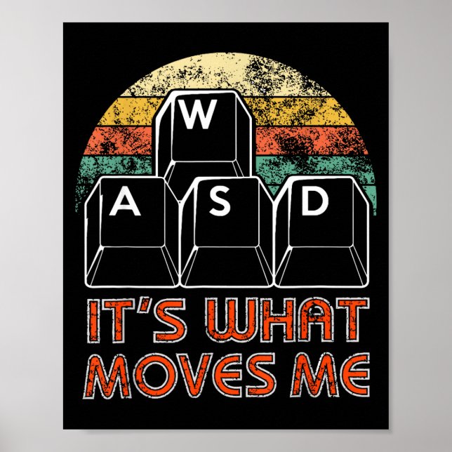 Poster Retro Wasd Gaming Keys Funny Pc Gamer Design  (Frente)