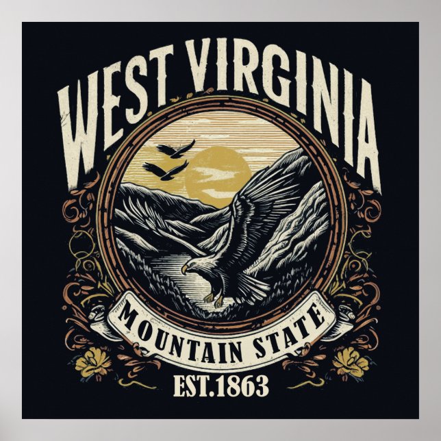 Poster Retro West Virginia (Frente)