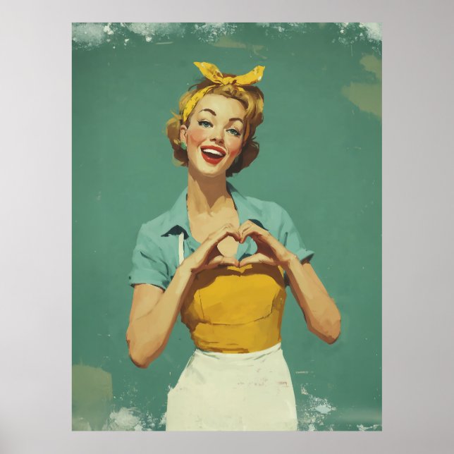 Poster Retro Woman Sending Love (Frente)