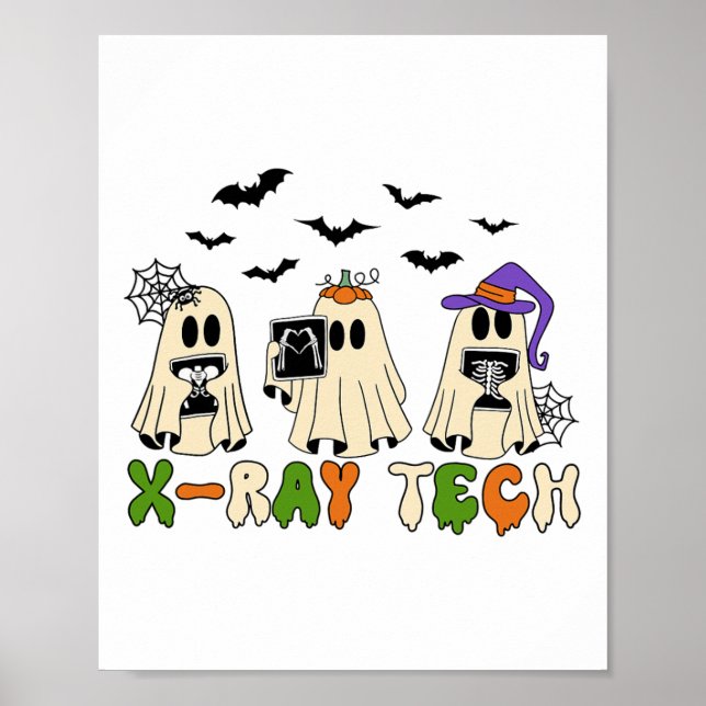 Poster Retro X-ray Tech Halloween Ghost Radiology Ghost R (Frente)