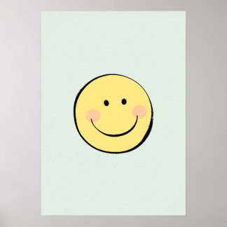 Poster Retro Yellow Smiley Face Happy Nursery Decor