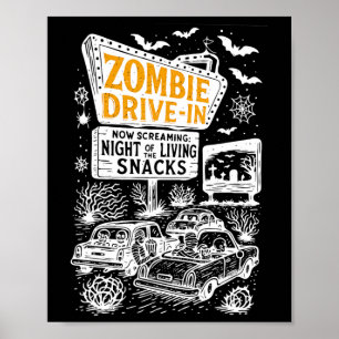 Poster Retro Zombie Drive No Skeleton Movie Night Hotel H