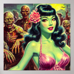Poster Retro Zombie Woman