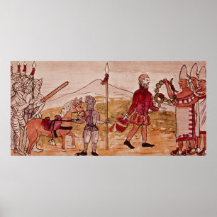 Póster Reunião de Hernando Cortes e de Montezuma