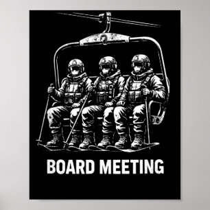 Poster Reunião de snowboard prancha ski lift esquiador in