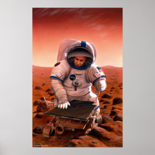 Póster Reunião do homem e do Sojourner em Marte