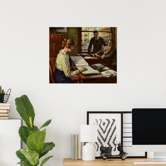 Poster Reunião Empresarial Vintage, Escritório com Execut (Escritório em casa)