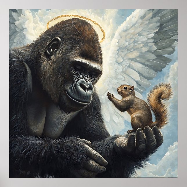 Poster Reunir o Esquilo e o Harambe Encontram-se no Céu (Frente)