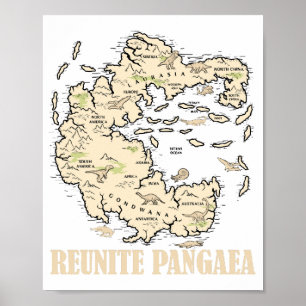 Poster Reunir Pangaea Mapa do Mundo História Engraçado Ge