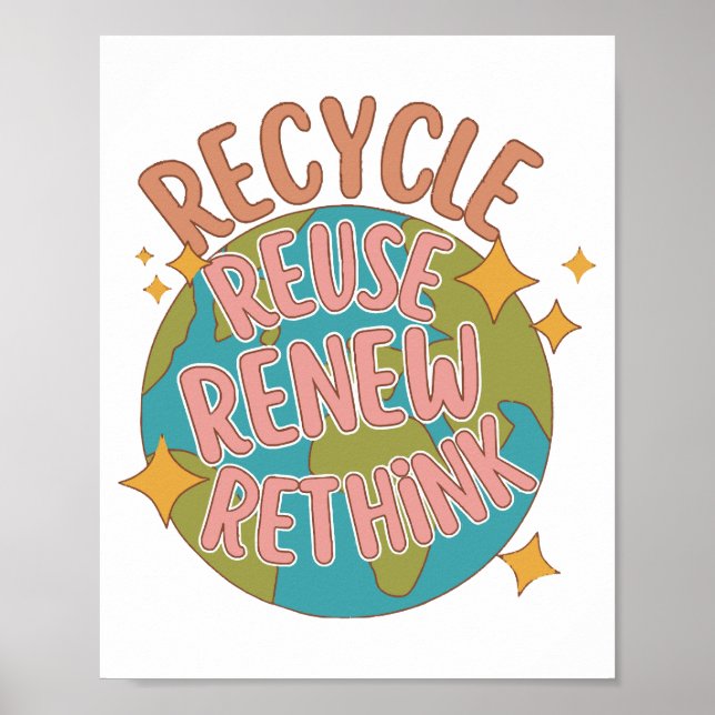 Poster Reuso do reciclar Renovar repensar (Frente)