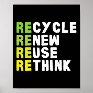 Poster Reutilização de reciclares Renovar Repensar Crise 