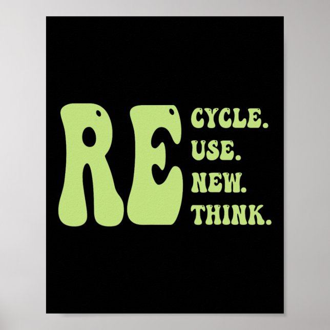 Poster Reutilizar reciclar Renovar Repensar Groovy Dia da (Frente)