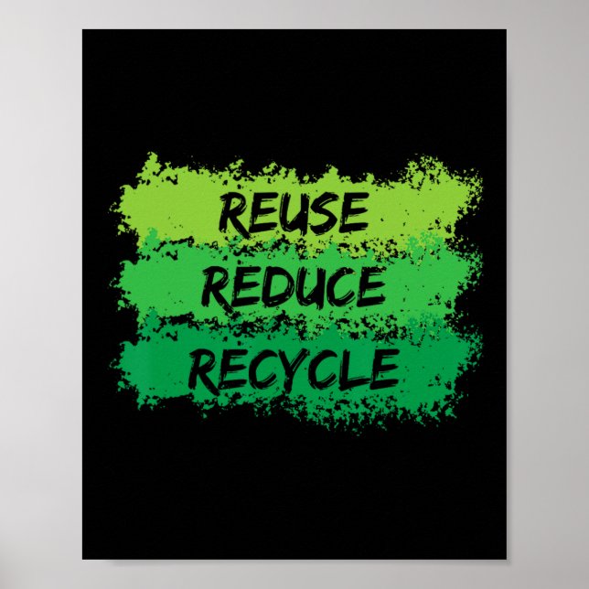Poster Reutilizar Reduzir O Reciclar Engraçado Ecologicam (Frente)