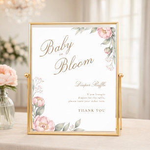 Poster Revelação de Bebê em Flor - Chá de Bebê - Rifas de