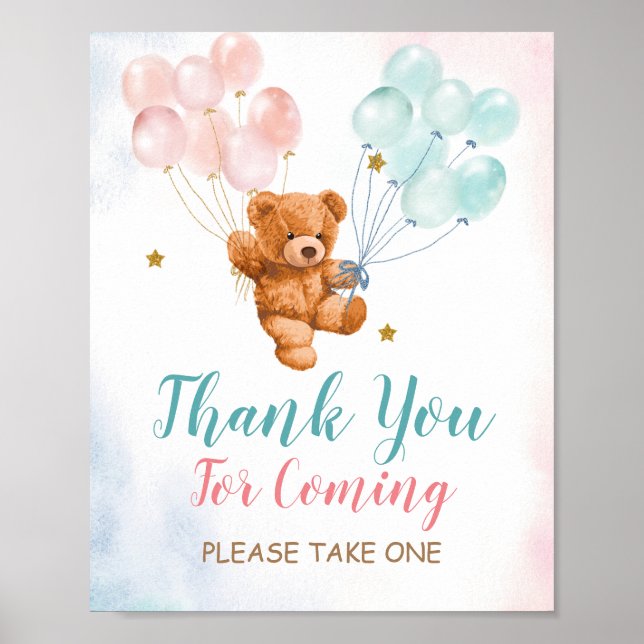 Poster Revelação de Gênero do Urso Obrigado por vir o Sin (Frente)