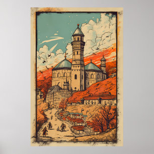 Poster Revelando Kosovo: Uma Aventura de Viagem Vintage