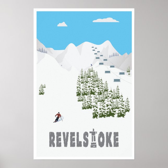 Poster Revelstoke, B.C. Canadá, Ski (Frente)