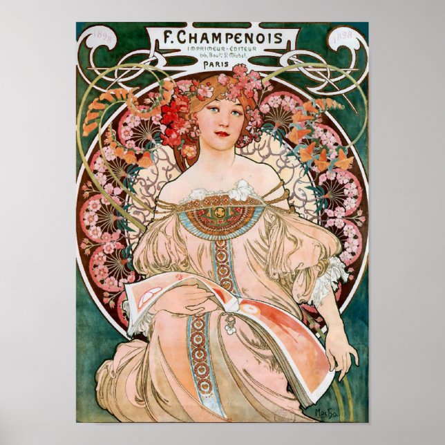 Póster Reverie de Alphonse Mucha Decorativo (Frente)