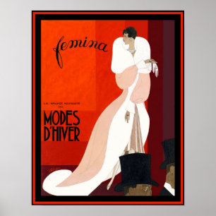 Poster Revista italiana de moda art déco Femina illustrat