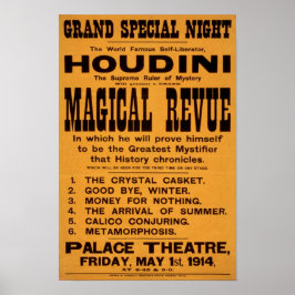 Póster Revista Mágica de Houdini, 1914. Publicidade Antig