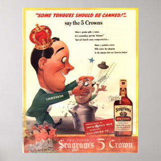 Poster Revista Vintage Seagram de 5 coroas na revista "Ad