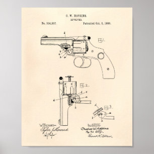 Póster Revolver 1886 Patent Art Old Peper