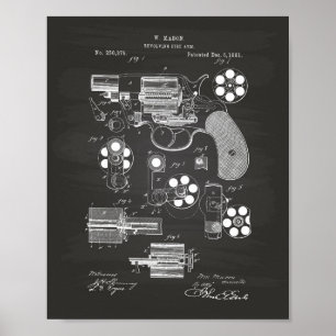 Póster Revolving Fire Arm 1881 Patent Art - Chalkboard