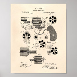 Póster Revolving Fire Arm 1881 Patent Art - Old Peper