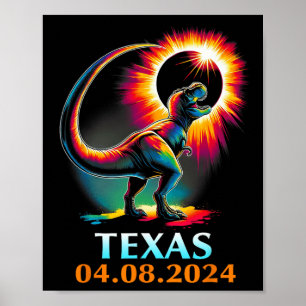 Poster Rex Dinossaur Texas Total Eclipse Solar 2024