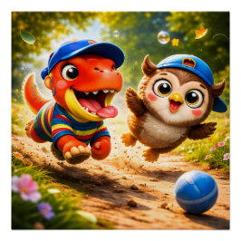 Póster Rex e hoot diversão no tempo de brincar vibrante p