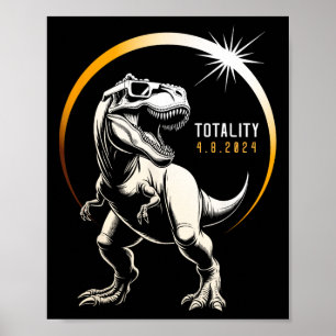 Poster Rex Total Eclipse Solar 2024 Dinossauro Abril 8 Ho
