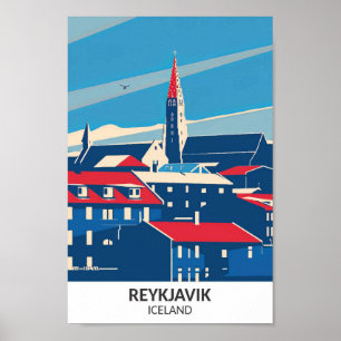 Poster Reykjavik Islândia Arte Retro Viagem 