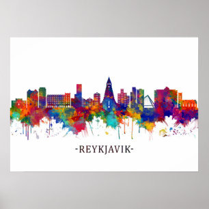 Poster Reykjavik, Islândia Skyline