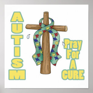 Póster Rezar pela Consciência do Autismo para uma Cura
