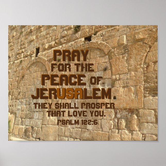Póster Reze pela Paz de Jerusalém, Salm 122:6 (Frente)