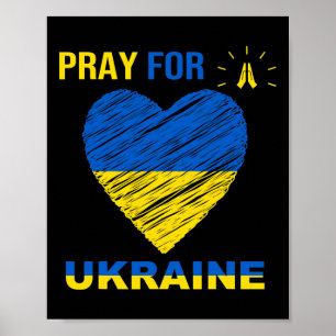 Poster Reze Por Ucrânia Bandeira Ucraniana Coração Cristã