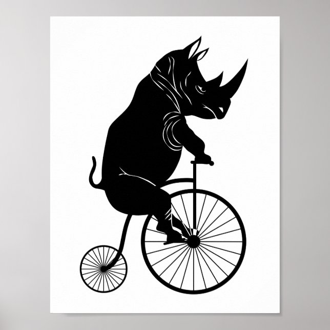 Póster Rhino Andando uma bicicleta (Frente)
