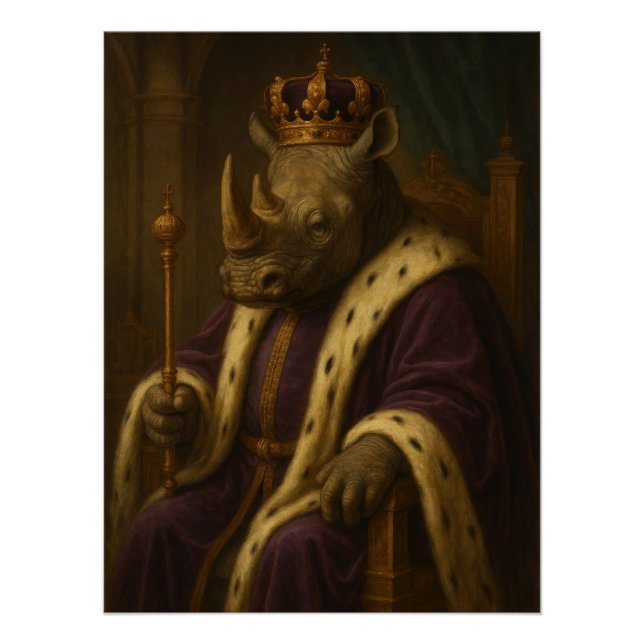 Póster Rhino King | Anthropomorphic Royal Portrait (Frente)