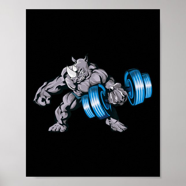 Poster Rhino Lifting Weights Bodybuilding Beast Gym Fitne (Frente)