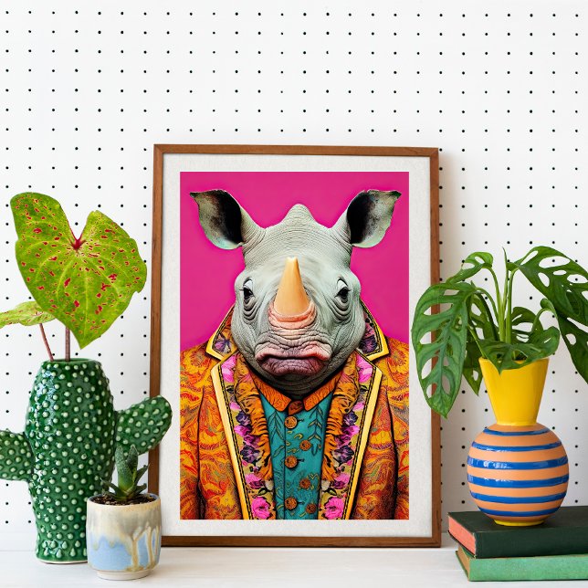 Poster Rhino na Arte de Moda Funky Portrait (Criador carregado)