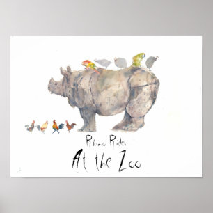 Poster RHINO, Rhino Rides, no Zoo
