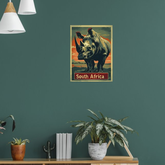 Poster Rhino South Africa Vintage (Sala de Estar 1)