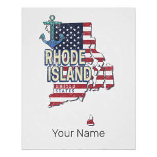 Póster Rhode Island Estados Unidos - Retro State Map Vint