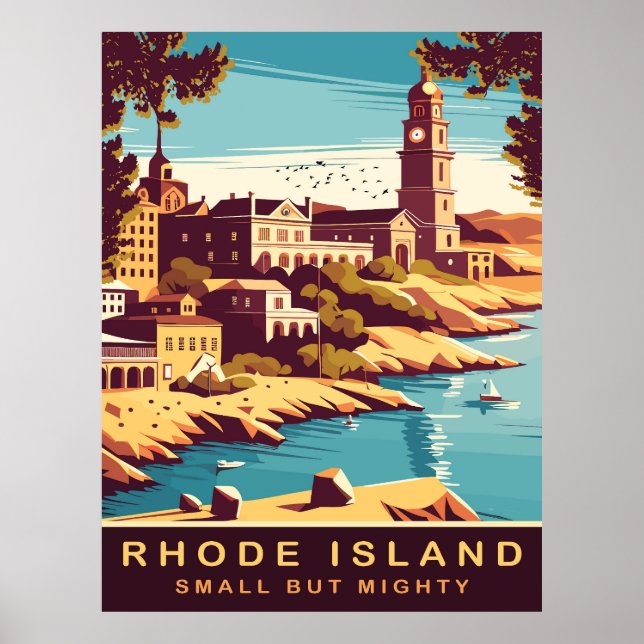 Poster Rhode Island, Nova Inglaterra, Cidade à Beira-Mar, (Frente)
