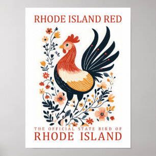 Poster Rhode Island Red Bird of Rhode Island Viagem