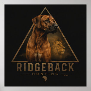 Poster Rhodesian Ridgeback com Leão Cartaz
