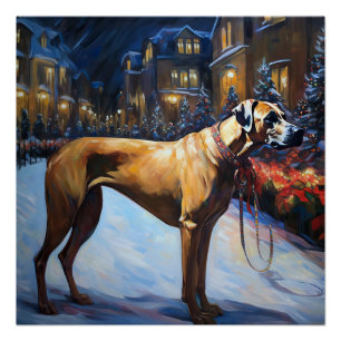Póster Rhodesian Ridgeback Temporada Festiva de Natal