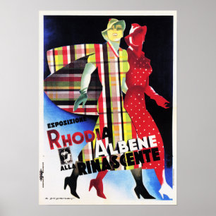 Poster Rhodia Albene Rinascente Mulheres Vestem da moda I